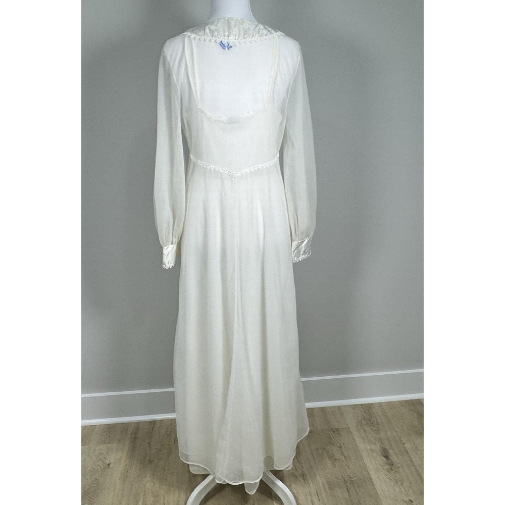 Vintage I Do Union Made Peignoir Set Ivory Robe Nightgown Bridal Lingerie M - Picture 2 of 15